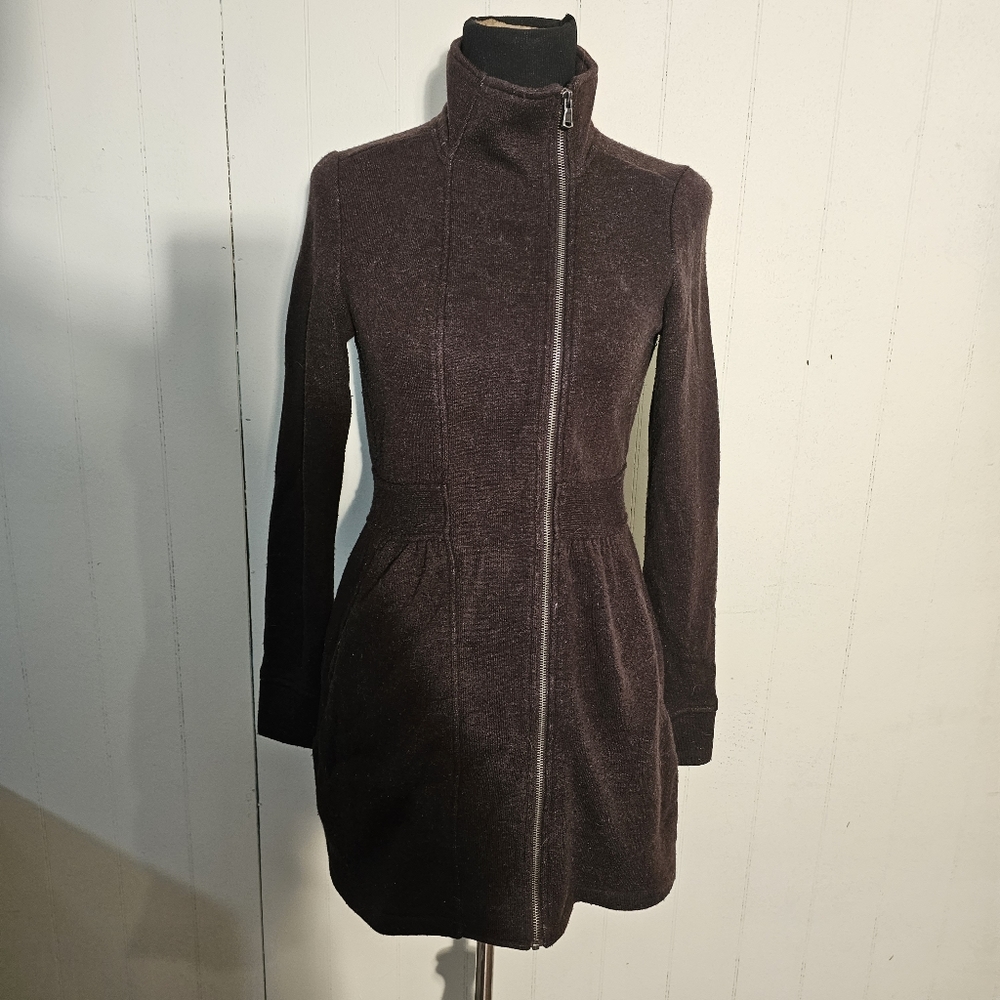 Dakini Wool Blend Asymmetric Zip  Women's Brown Jacket S